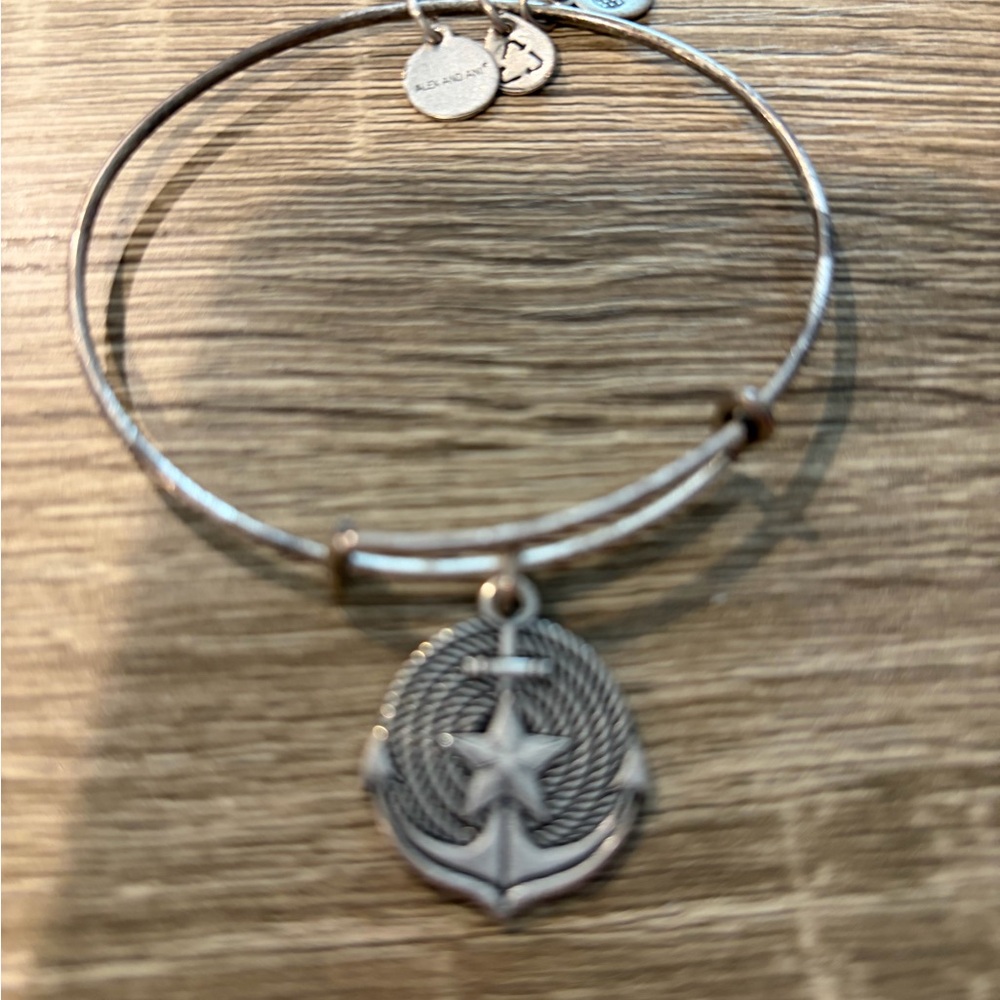 Alex and Ani Silver Anchor Medallion Bangle